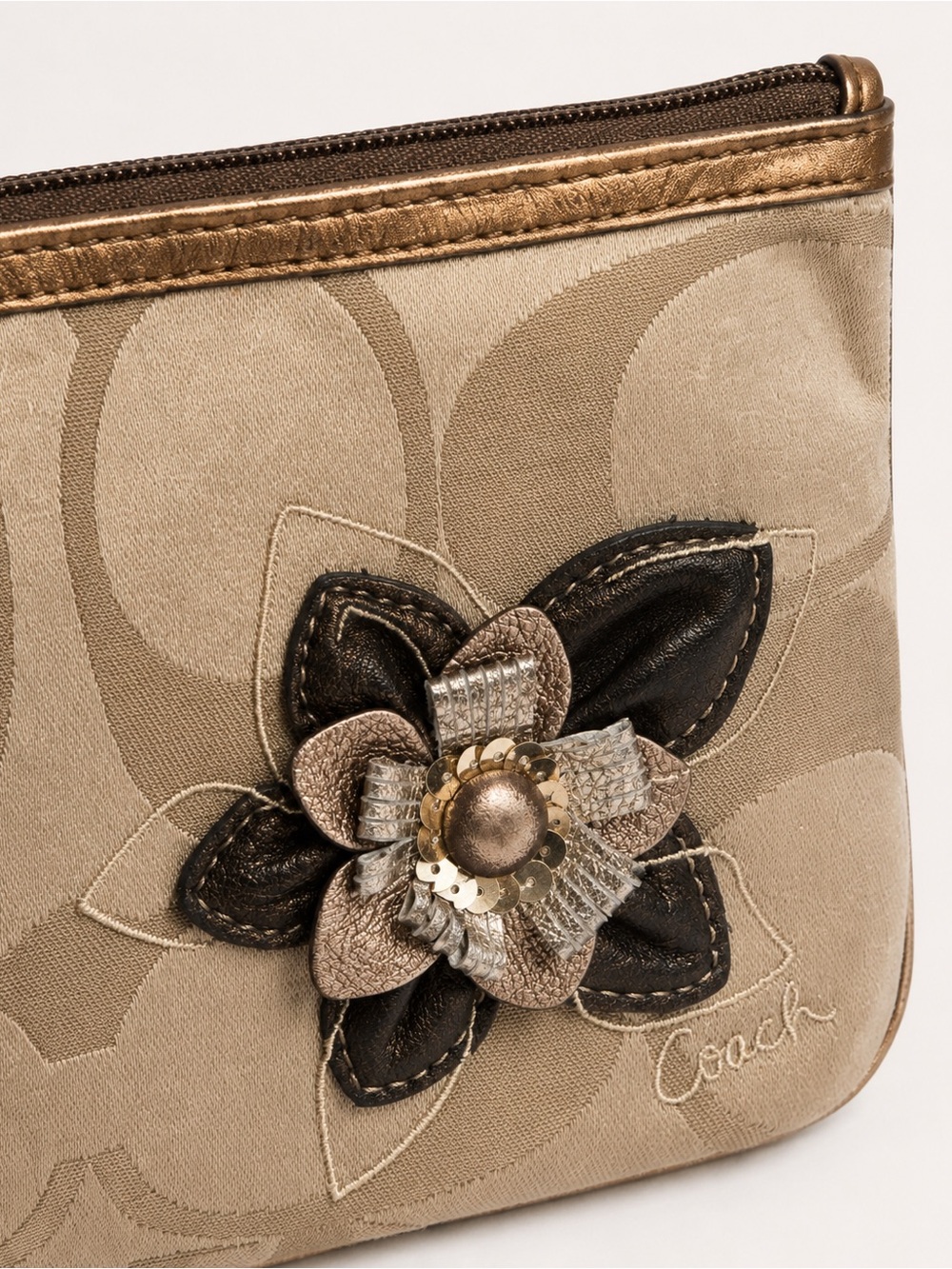 Vintage Coach 41419 EUC Tagged Floral Signature Jacquard Large Wristlet Y2K 2008 - Picture 7 of 11